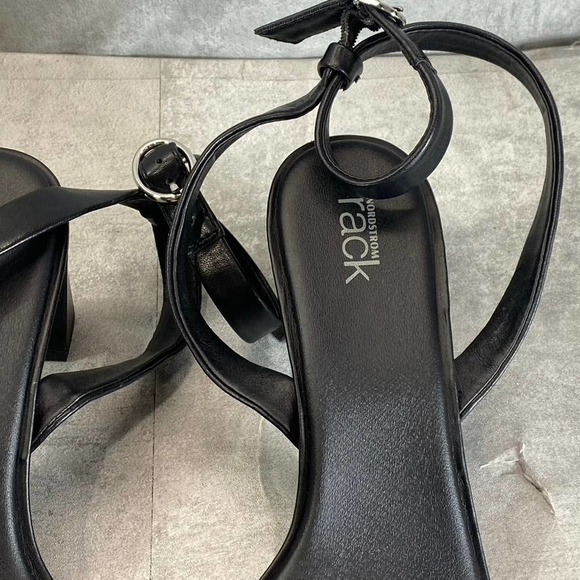 Nordstrom Rack Women's Black Faux-Leather Landry Square-Toe Heeled Sandals SZ9.5 - Picture 8 of 13